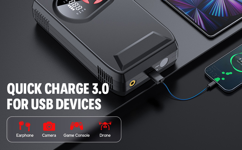Power Bank Air Compressor Battery Car Jump Starter